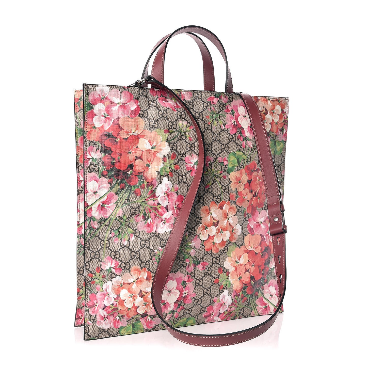 Soft GG Supreme Monogram Blooms Vertical Tote Beige Multicolor Dry Rose