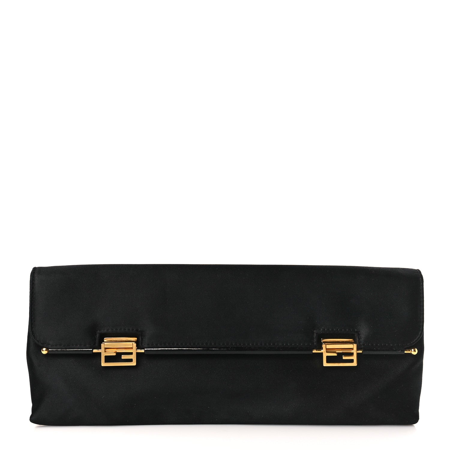 Fendi Satin FF Clutch Black 1 of 7