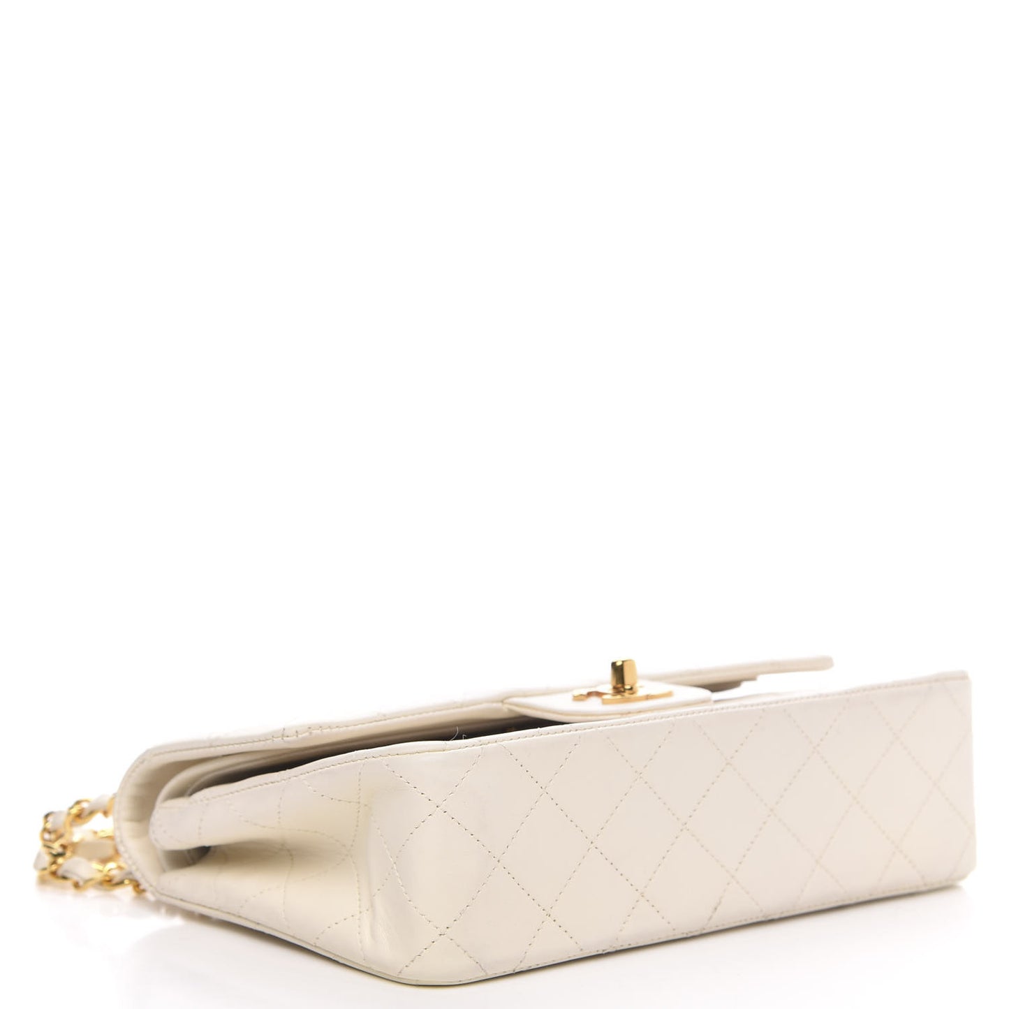 Lambskin Quilted Small Double Flap White