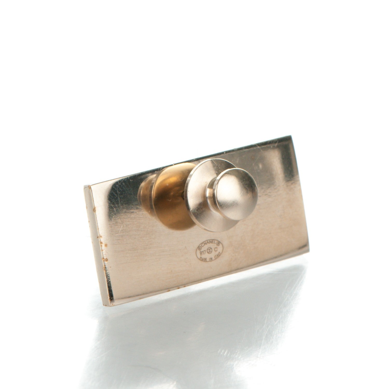 Chanel Metal Resin Pearl Coco License Plate Brooch Black Gold 3 of 5