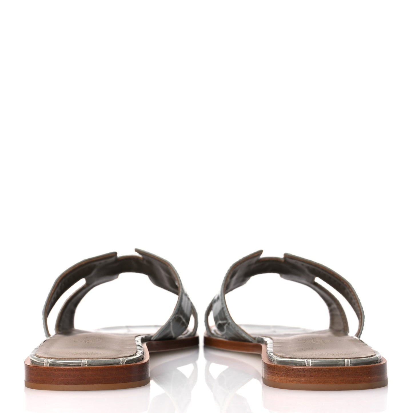 Shiny Alligator Oran Sandals 41 Gris Tourterelle