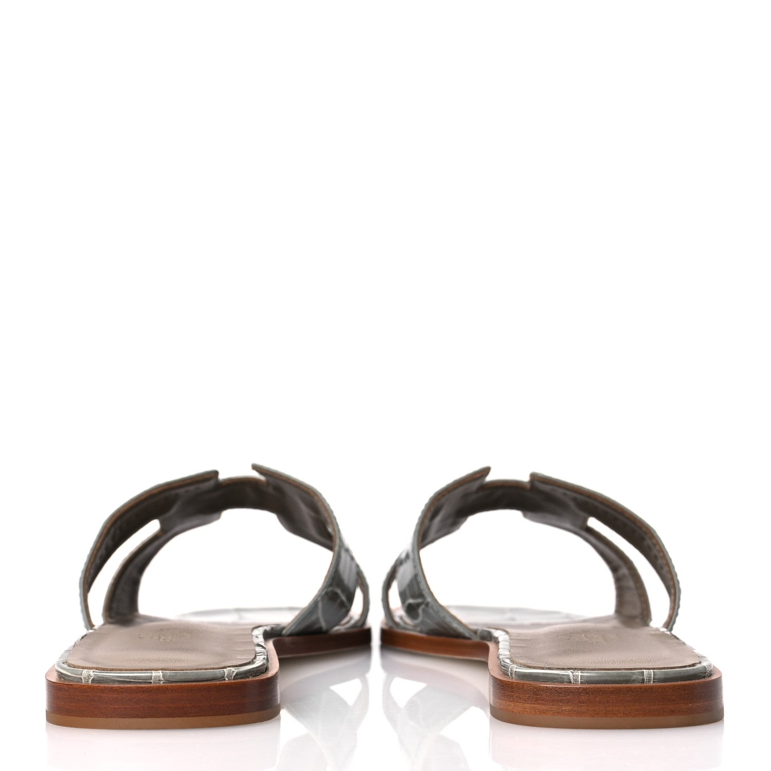 Hermes Shiny Alligator Oran Sandals 41 Gris Tourterelle 6 of 10