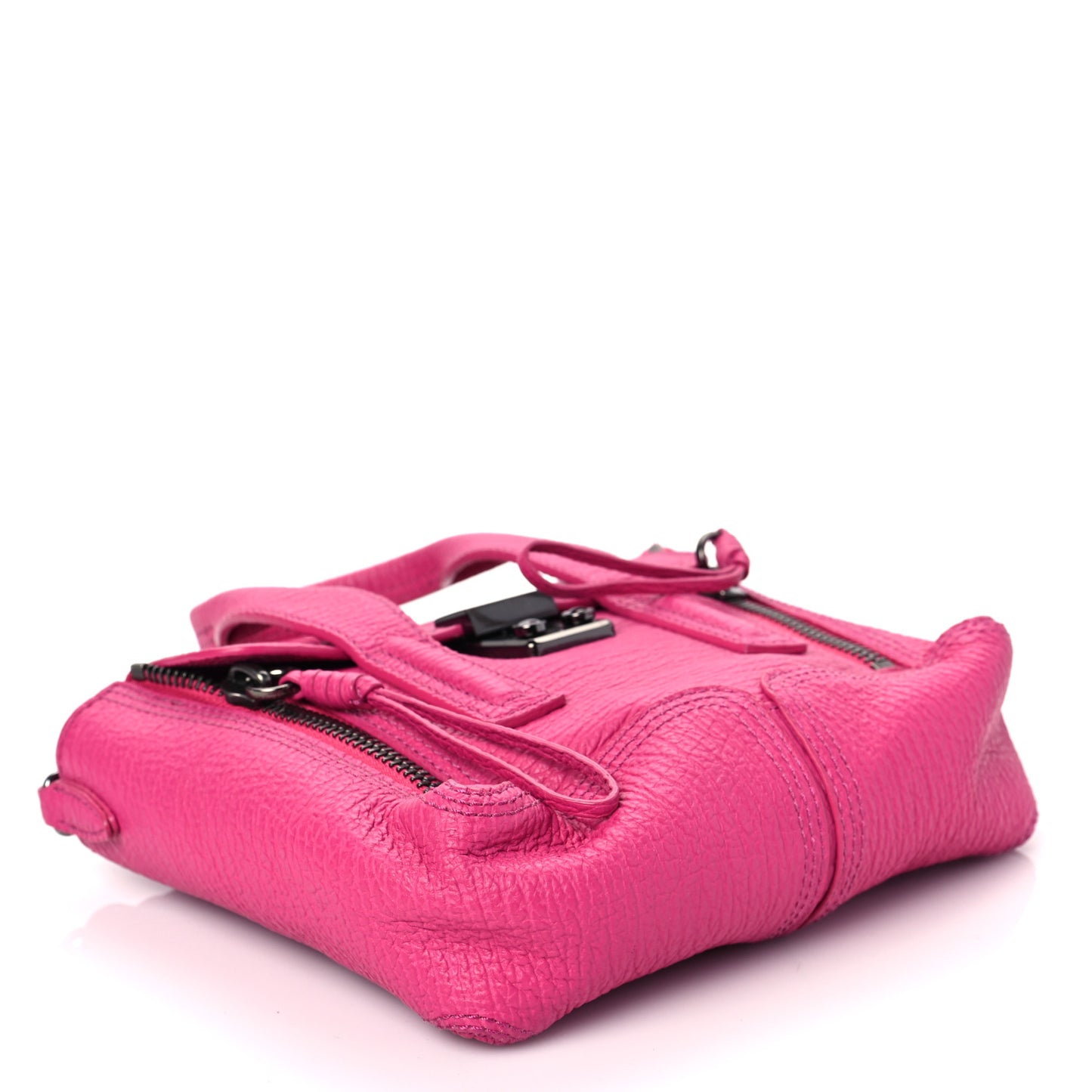 Textured Calfskin Mini Pashli Satchel Bright Fuchsia