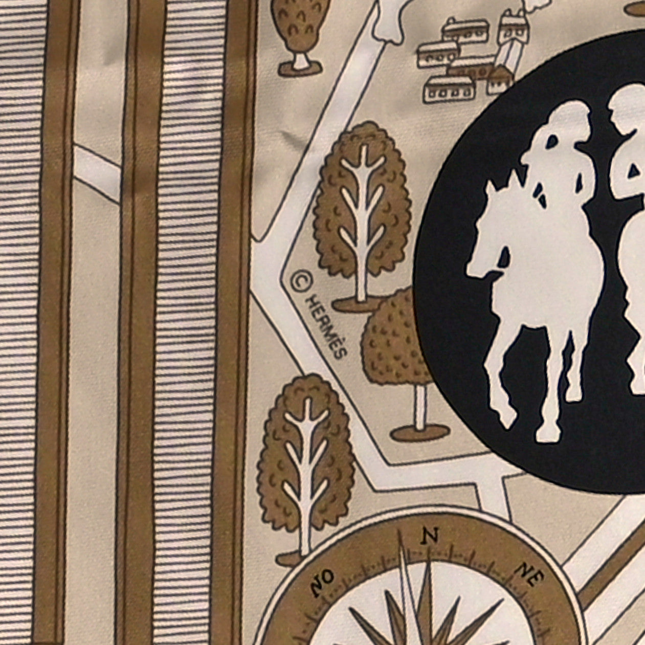 Hermes Silk Les Nouveaux Amoureux de Paris Scarf 90 Beige Black White 4 of 5