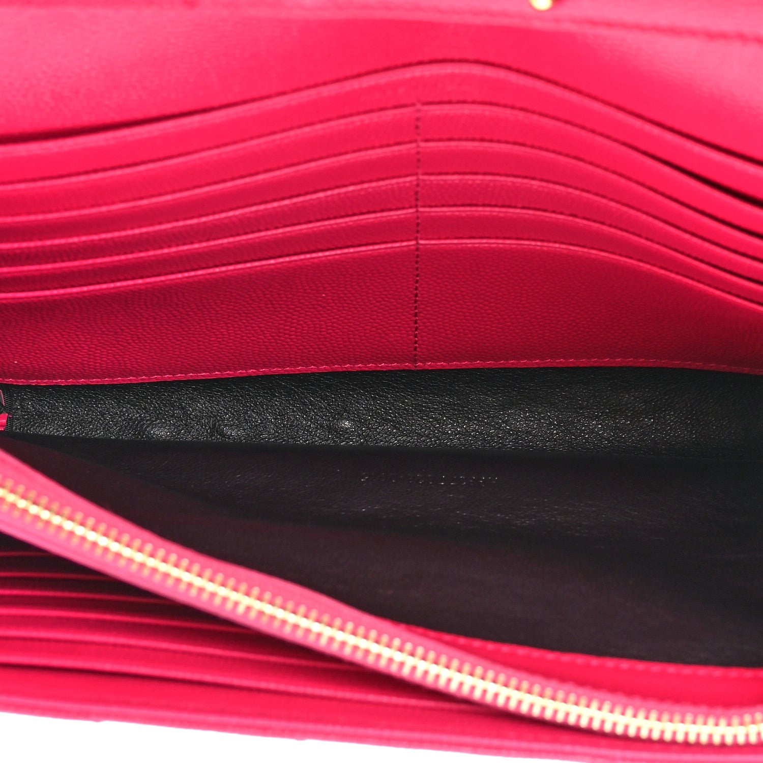 Saint Laurent Grain De Poudre Matelasse Chevron Monogram Chain Wallet Hot Pink 6 of 19