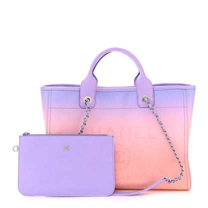 Chanel Shaded Calfskin Medium Deauville Tote Light Purple Pink Coral 3 of 12