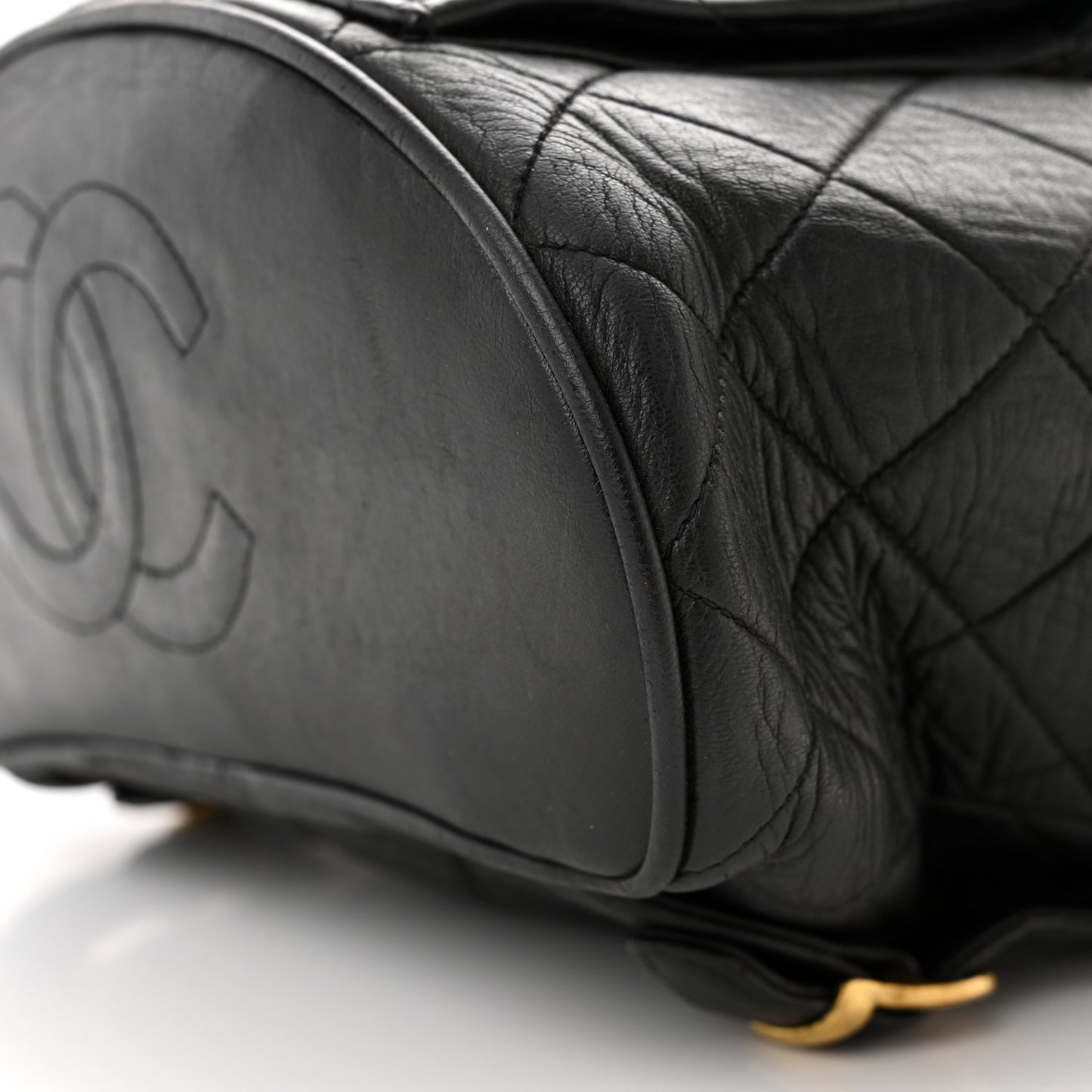 Lambskin Quilted Drawstring Backpack Black