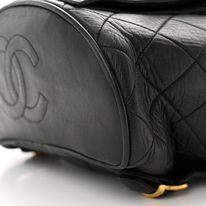 Chanel Lambskin Quilted Drawstring Backpack Black 10 of 16