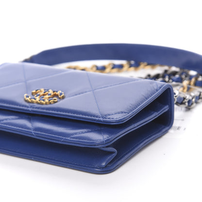 Chanel Goatskin Quilted 19 Wallet On Chain WOC Blue 10 of 12