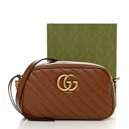 Gucci Glazed Calfskin Matelasse Diagonal Small GG Marmont Chain Shoulder Bag Cuir 11 of 11