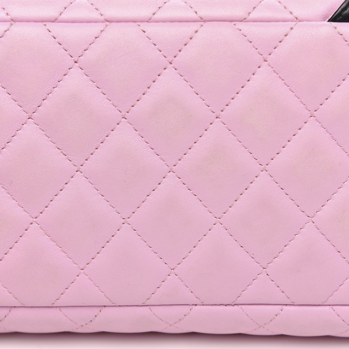 Calfskin Quilted Large Cambon Bowler Pink Black