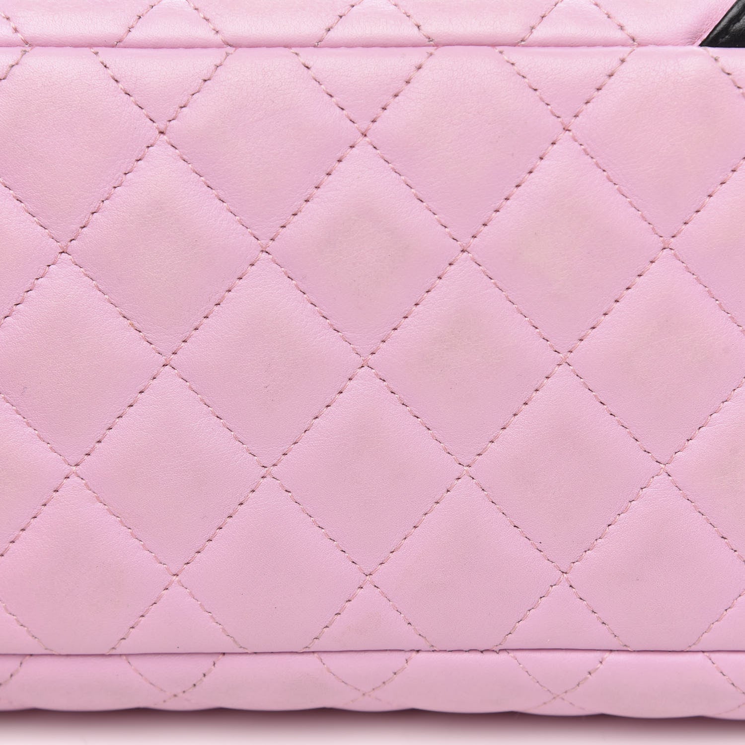 Chanel Calfskin Quilted Large Cambon Bowler Pink Black 9 of 14