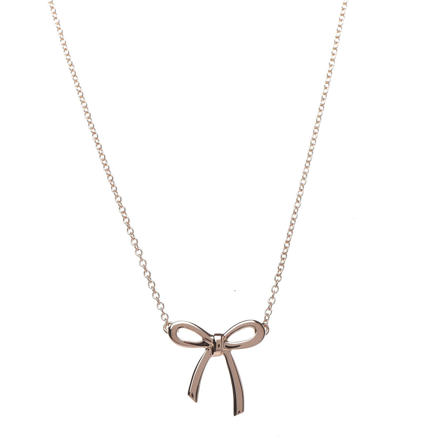 Tiffany 18K Rose Gold Mini Bow Pendant Necklace 1 of 6