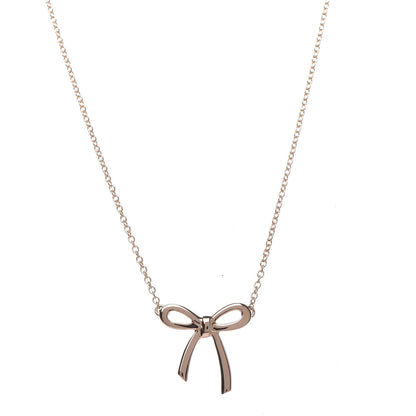 Tiffany 18K Rose Gold Mini Bow Pendant Necklace 1 of 6