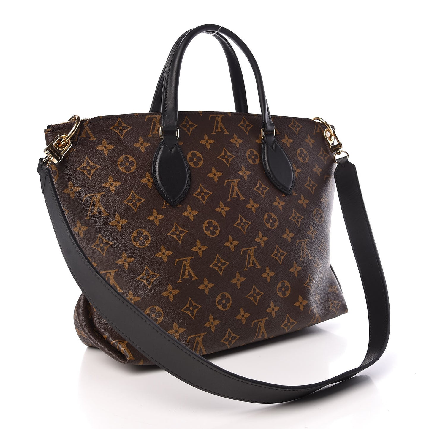 Monogram Flower Zipped Tote MM Black