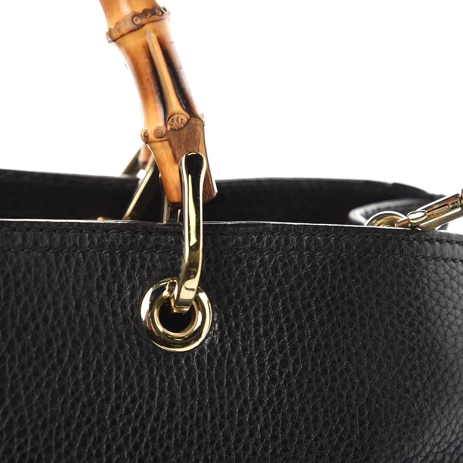 Gucci Pebbled Calfskin Medium Bamboo Shopper Tote Black 11 of 12