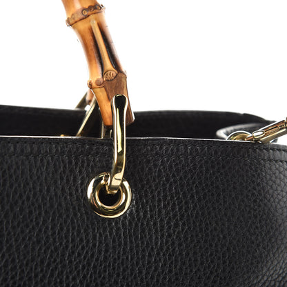 Gucci Pebbled Calfskin Medium Bamboo Shopper Tote Black 11 of 12