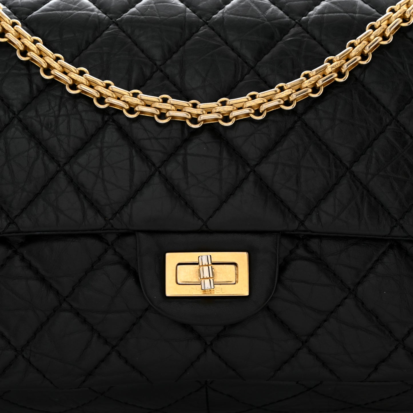 Aged Calfskin Quilted 2.55 Reissue 226 Flap Black