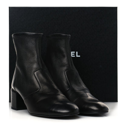 Chanel Lambskin Logo Ankle Boots 38.5 Black 9 of 9