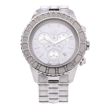 Christian Dior Stainless Steel Diamond Sapphire 38mm Christal Chronograph Quartz Watch White 1 of 11