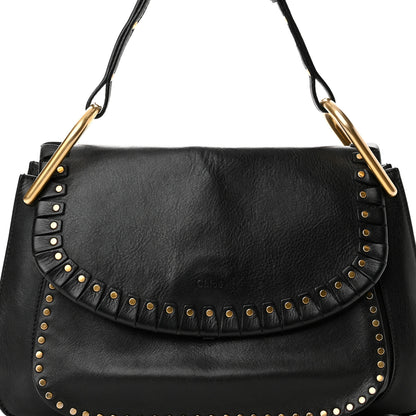 Chloe Calfskin Studded Medium Hudson Double Carry Shoulder Bag Black 7 of 13