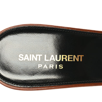 Saint Laurent Calfskin Tribute 85 Slide Sandals 40 New Papaya 7 of 9