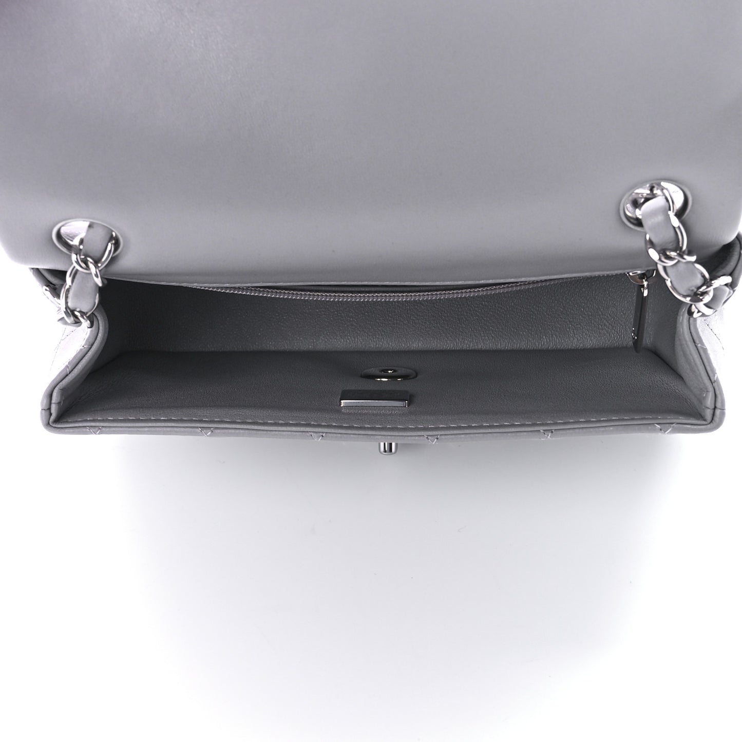 Lambskin Quilted Mini Rectangular Flap Grey