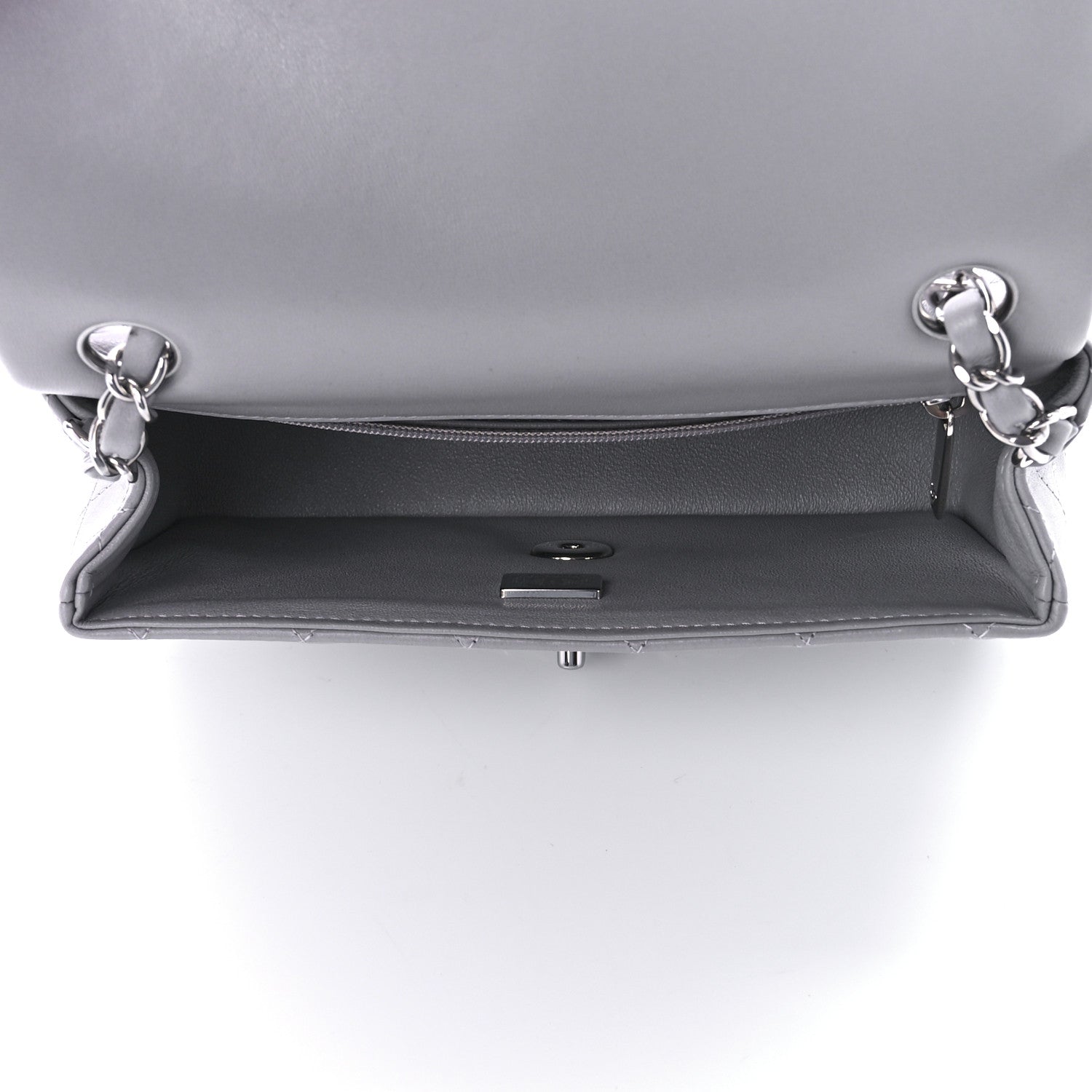 Chanel Lambskin Quilted Mini Rectangular Flap Grey 5 of 13