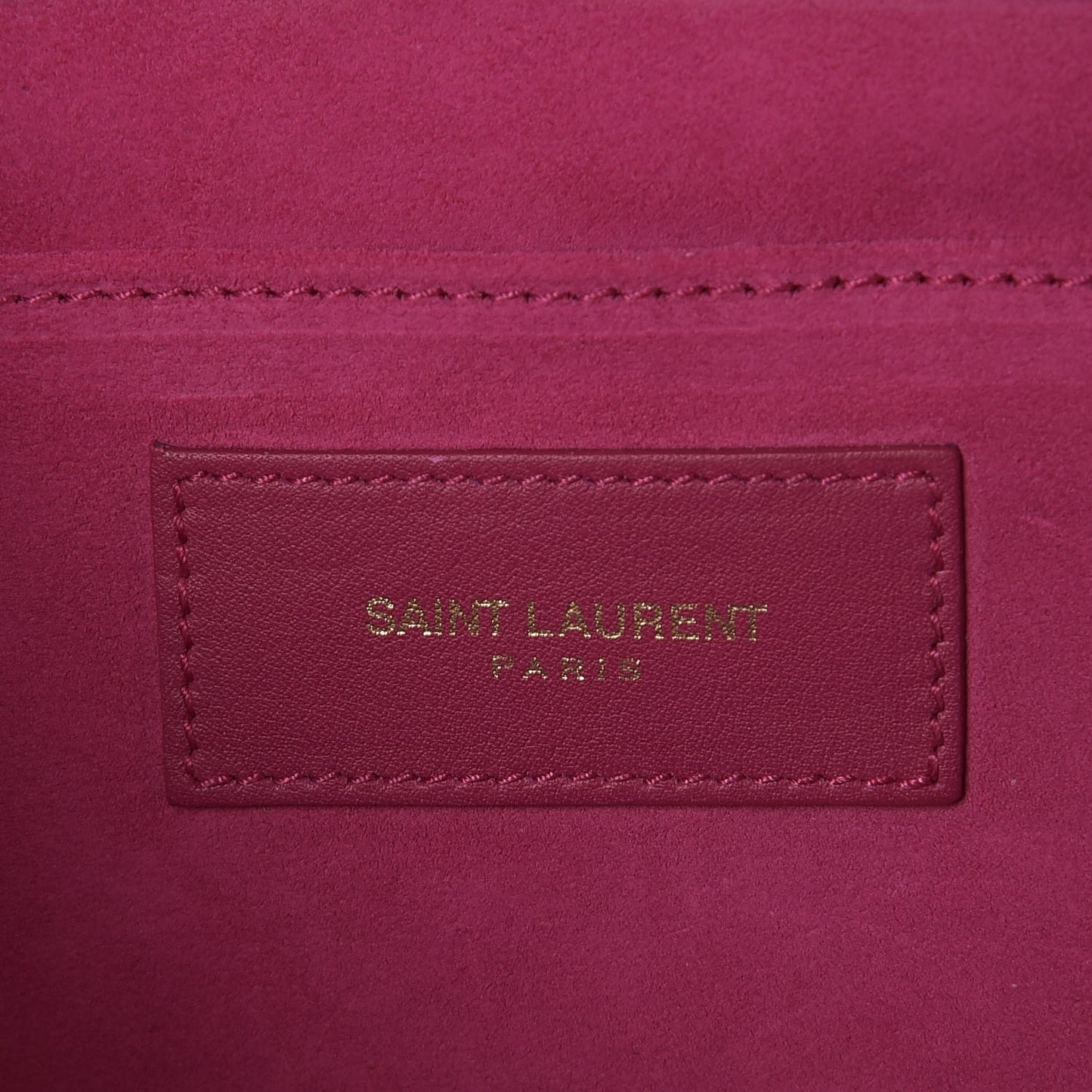 Calfskin Classic Y Ligne Clutch Fuchsia