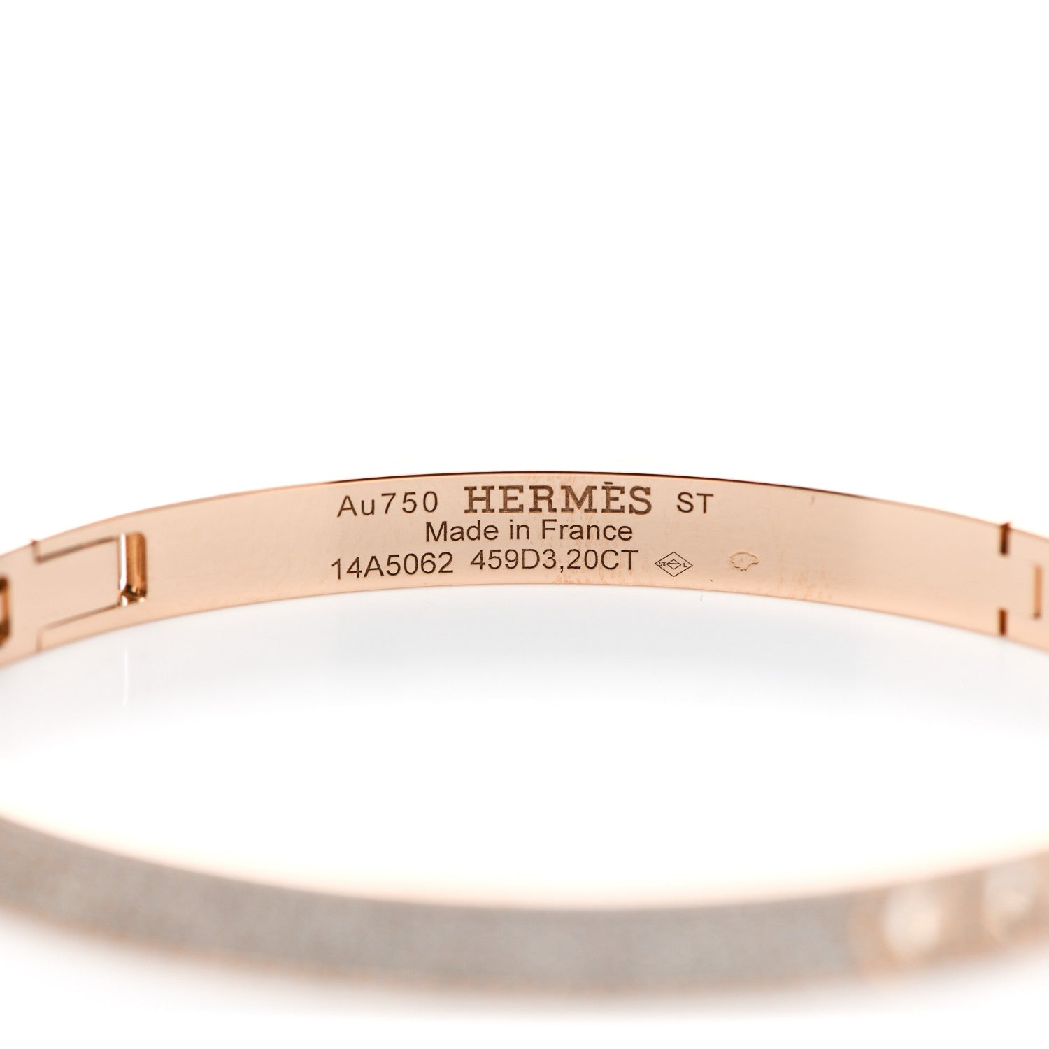 Hermes 18K Rose Gold Pave Diamond H D'Ancre Bracelet ST 4 of 5