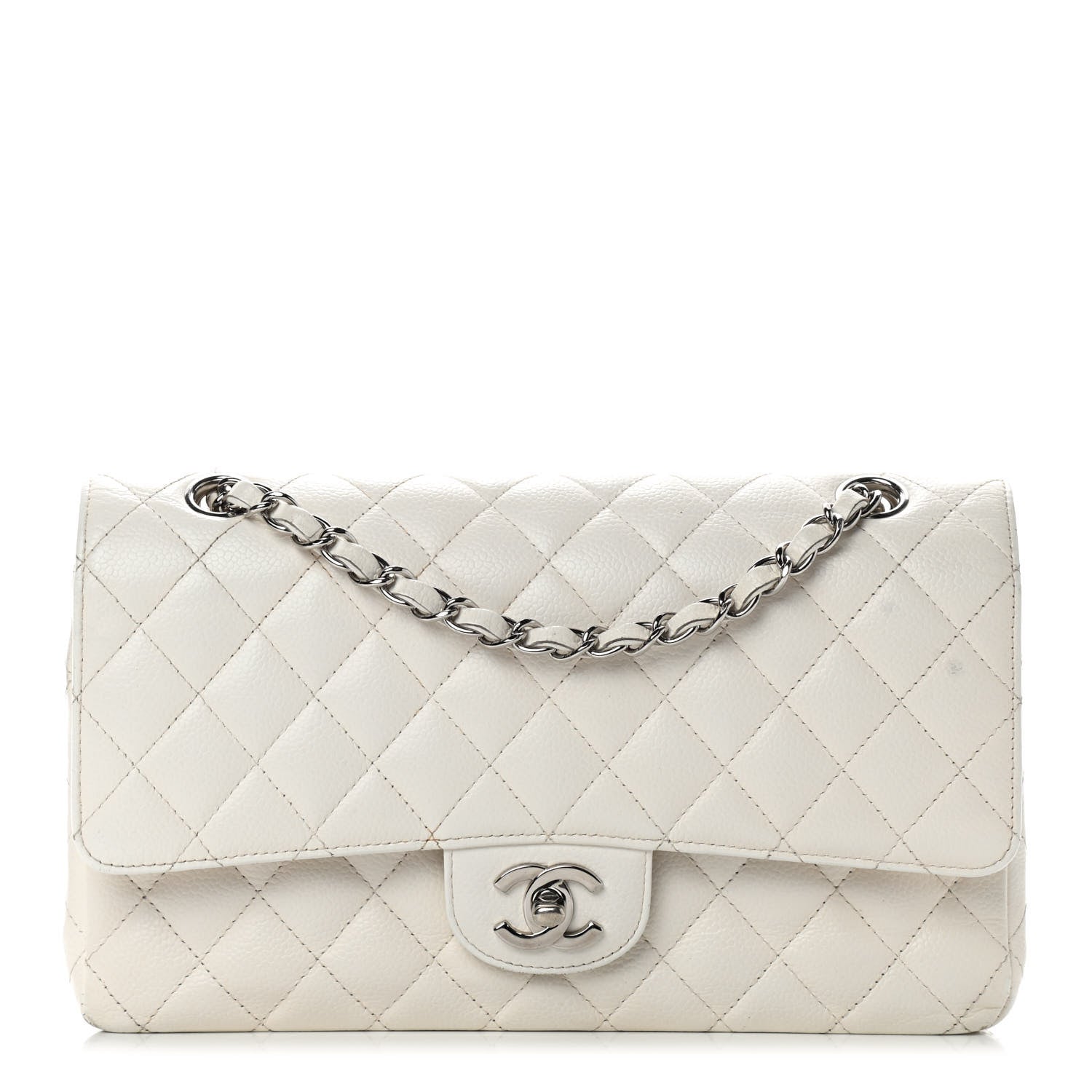 Chanel Caviar Quilted Medium Double Flap White 1 of 14