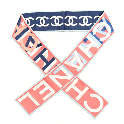 Chanel Silk CC Slim Bandeau Scarf Navy 1 of 3