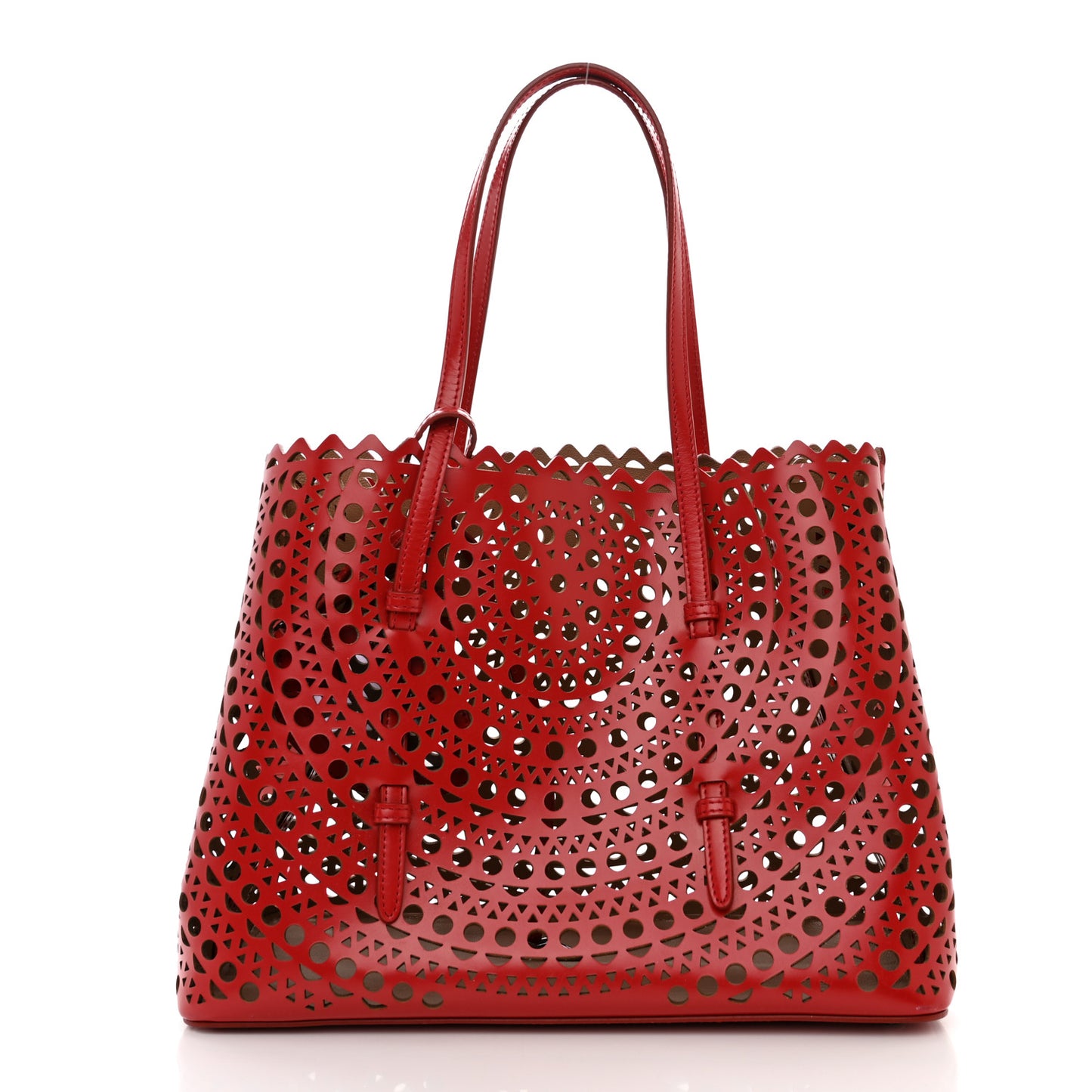 Calfskin Laser Cut Mina 32 Bag Red