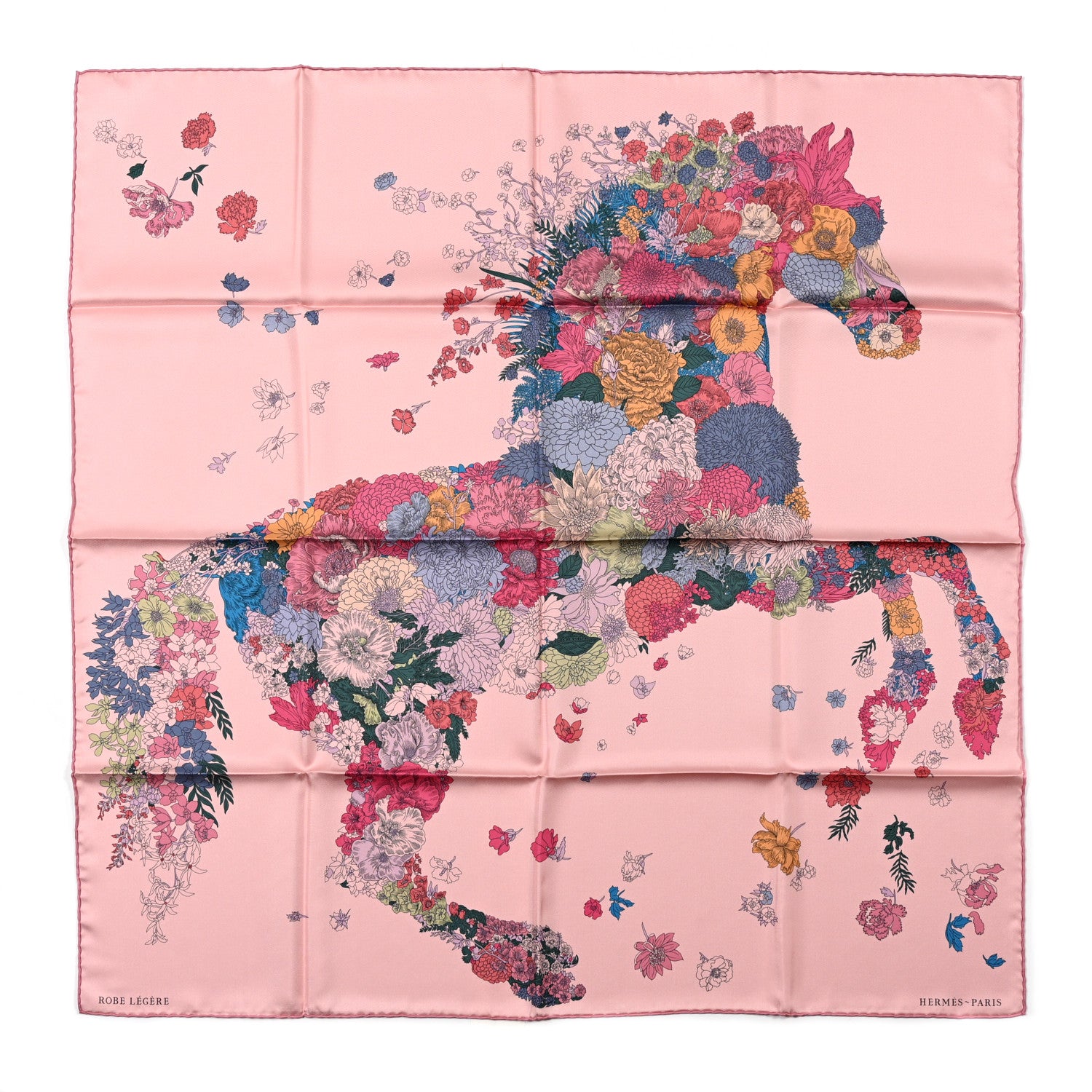 Hermes Silk Twill Robe Legere Scarf 90 Rose Hortensia Bleu 1 of 6