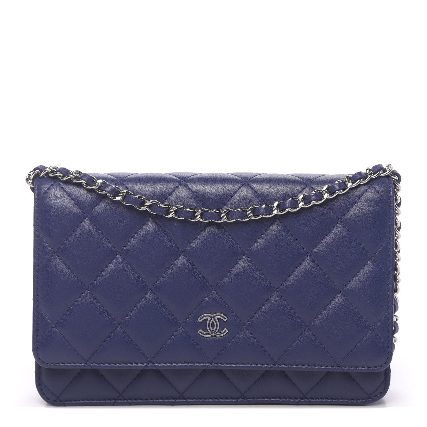 Lambskin Quilted Wallet On Chain WOC Purple