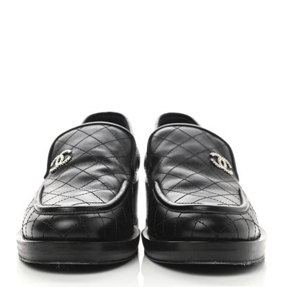 Chanel Calfskin Stitched CC Loafers 38 Black 2 of 12