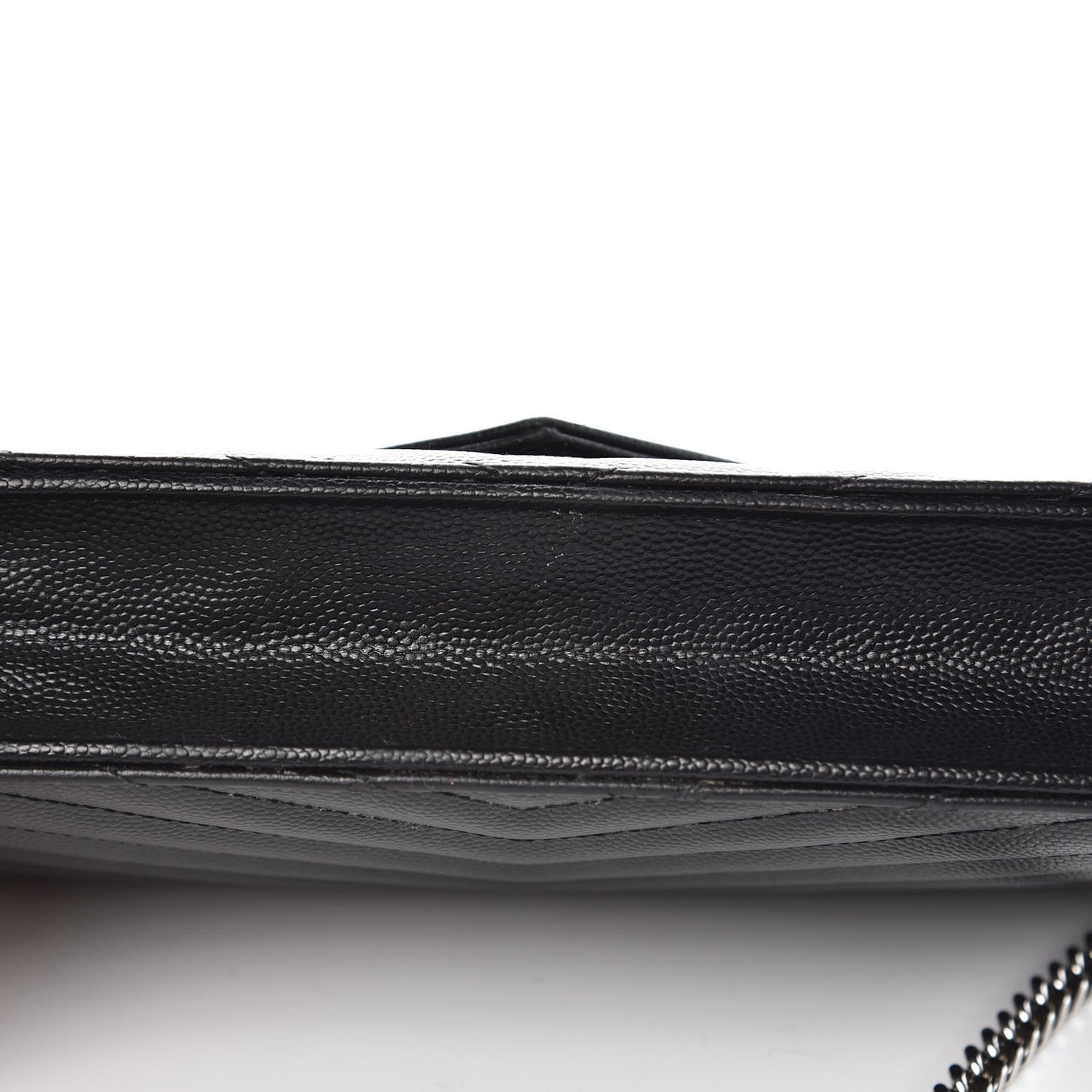 Grain De Poudre Matelasse Chevron Monogram Envelope Chain Wallet Black