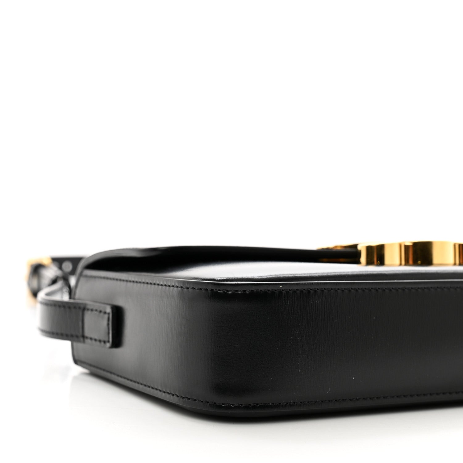 Celine Shiny Calfskin Triomphe Shoulder Bag Black 9 of 10