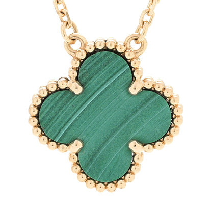 Van Cleef & Arpels 18K Yellow Gold Malachite Vintage Alhambra Pendant Necklace 4 of 7