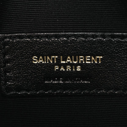Saint Laurent Calfskin Crocodile Embossed Uptown Monogram Pouch Black 6 of 8