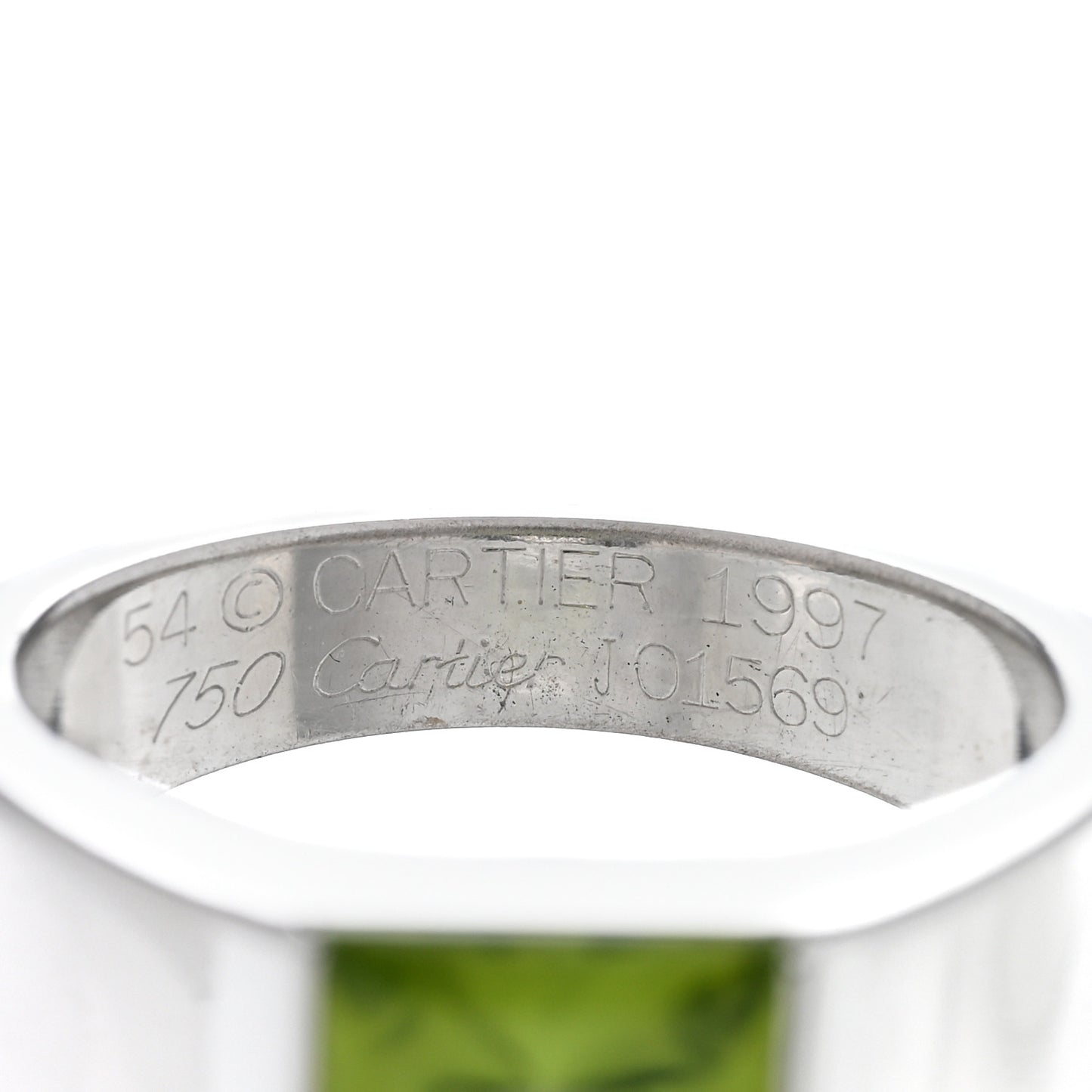 18K White Gold Peridot 8mm Tank Ring 54 7