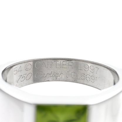 Cartier 18K White Gold Peridot 8mm Tank Ring 54 7 4 of 4