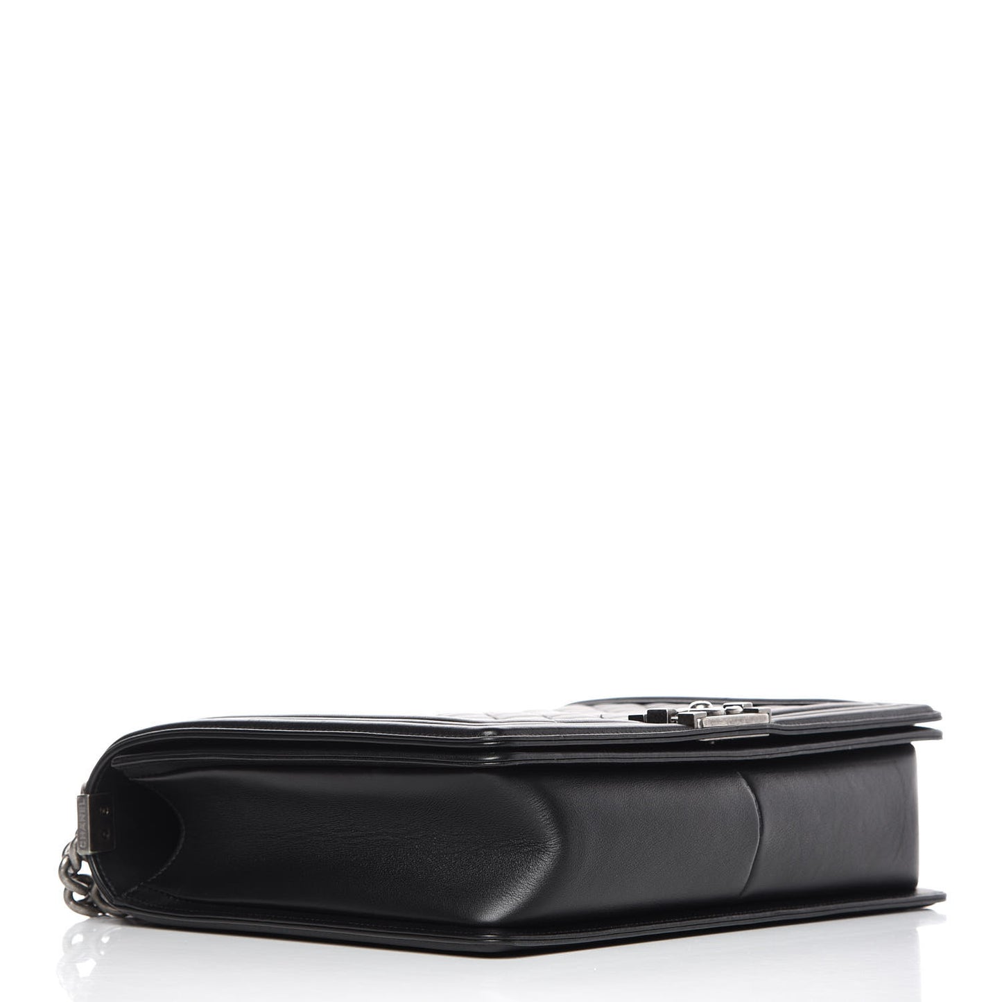 Calfskin Quilted Large Boy Flap Black