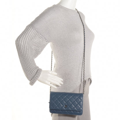 Chanel Caviar Wallet on Chain WOC Blue 2 of 9