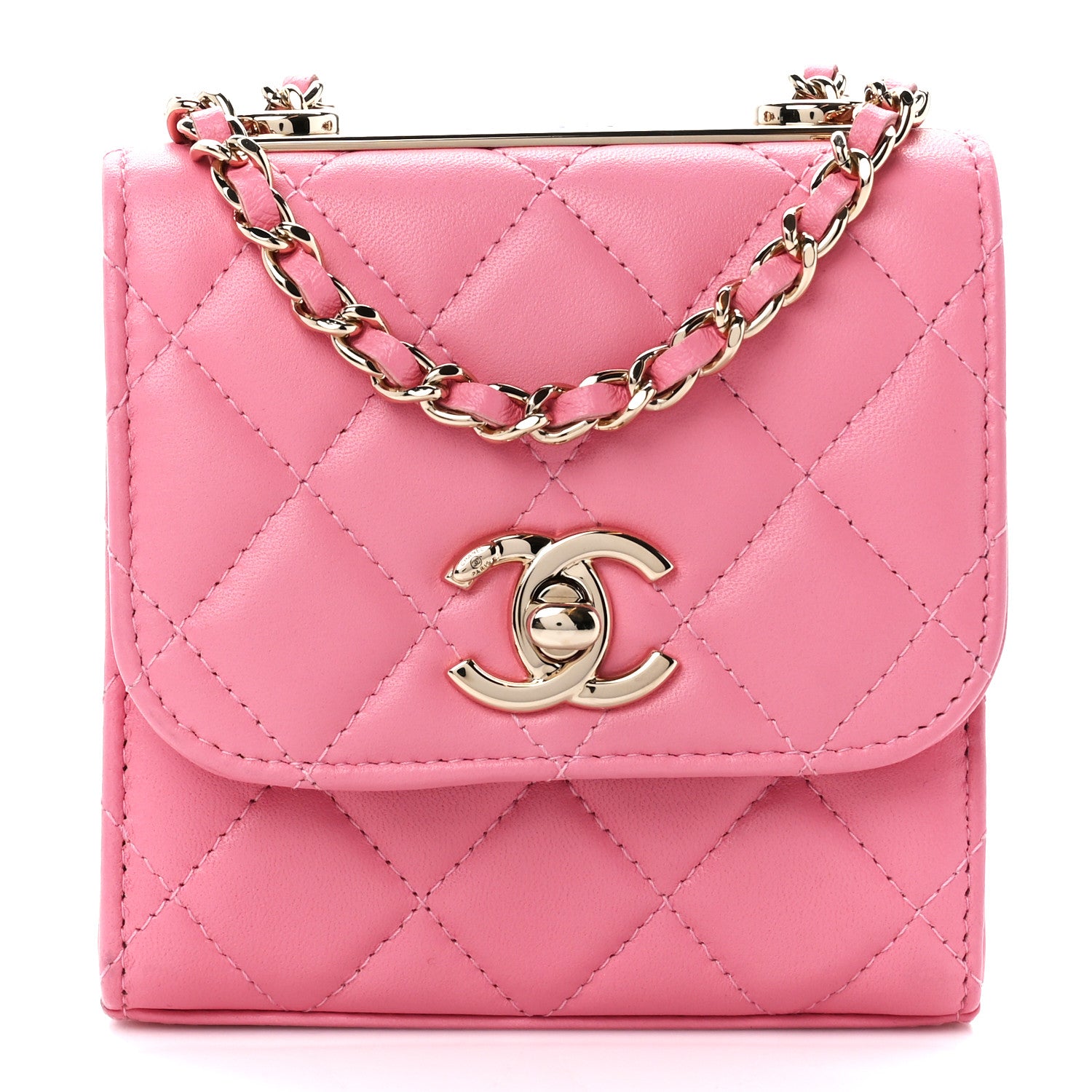Chanel Lambskin Quilted Mini Trendy CC Chain Wallet Light Pink 1 of 12