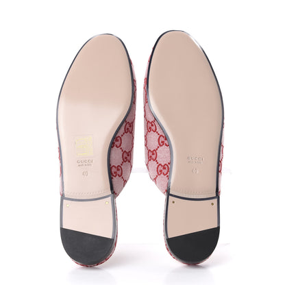 Gucci Canvas GG Monogram Horsebit Womens Princetown Slippers 40 Gardenia Hibiscus Red 5 of 10