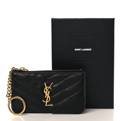 Saint Laurent Calfskin Matelasse Monogram Key Pouch Black 8 of 8