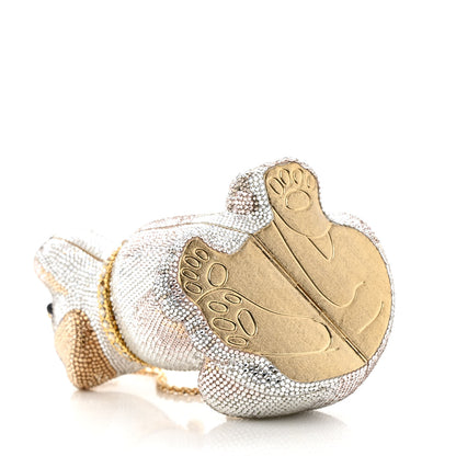 Judith Leiber Crystal Luna Puppy Dog Minaudiere Clutch White Gold 5 of 14