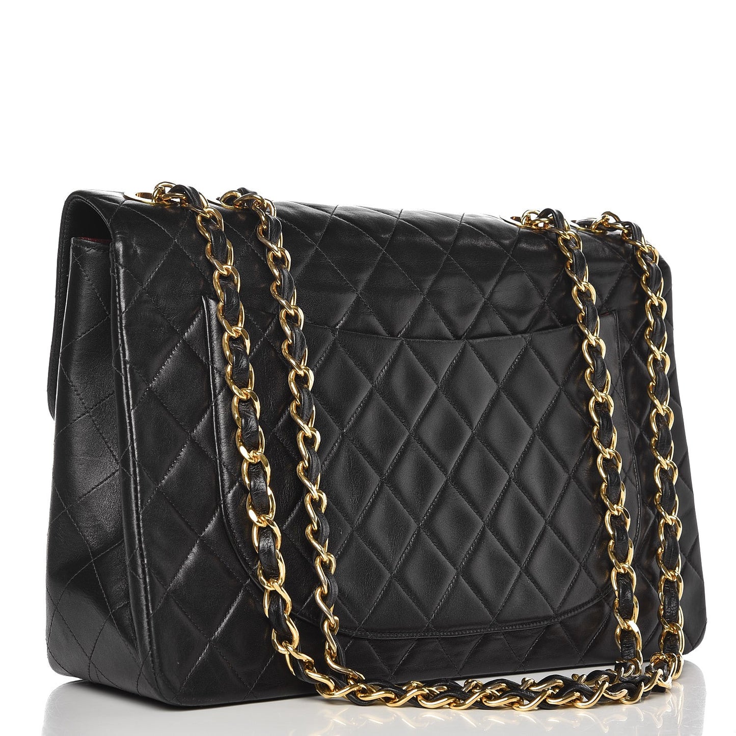 Lambskin Quilted XL Jumbo Single Flap Black
