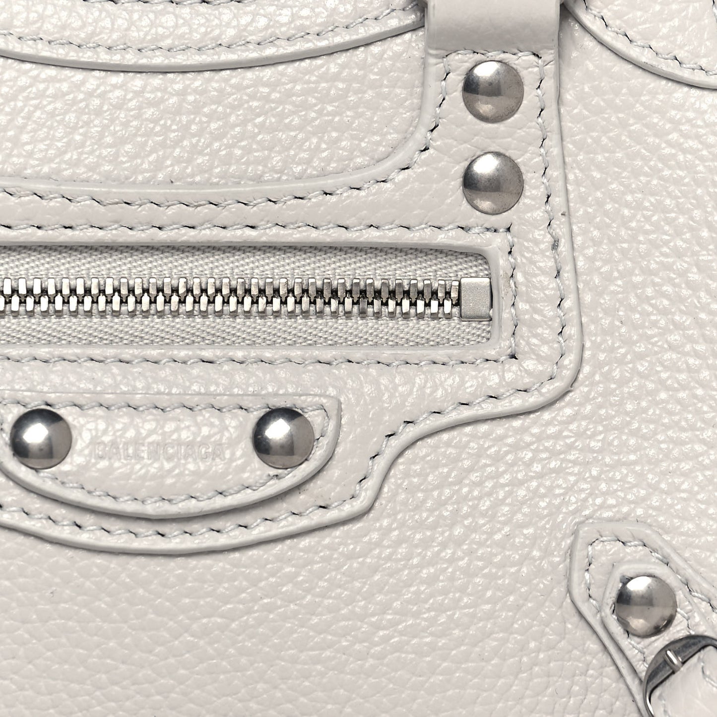 Grained Calfskin Neo Classic Silver Hardware Nano City Crossbody Chalky White